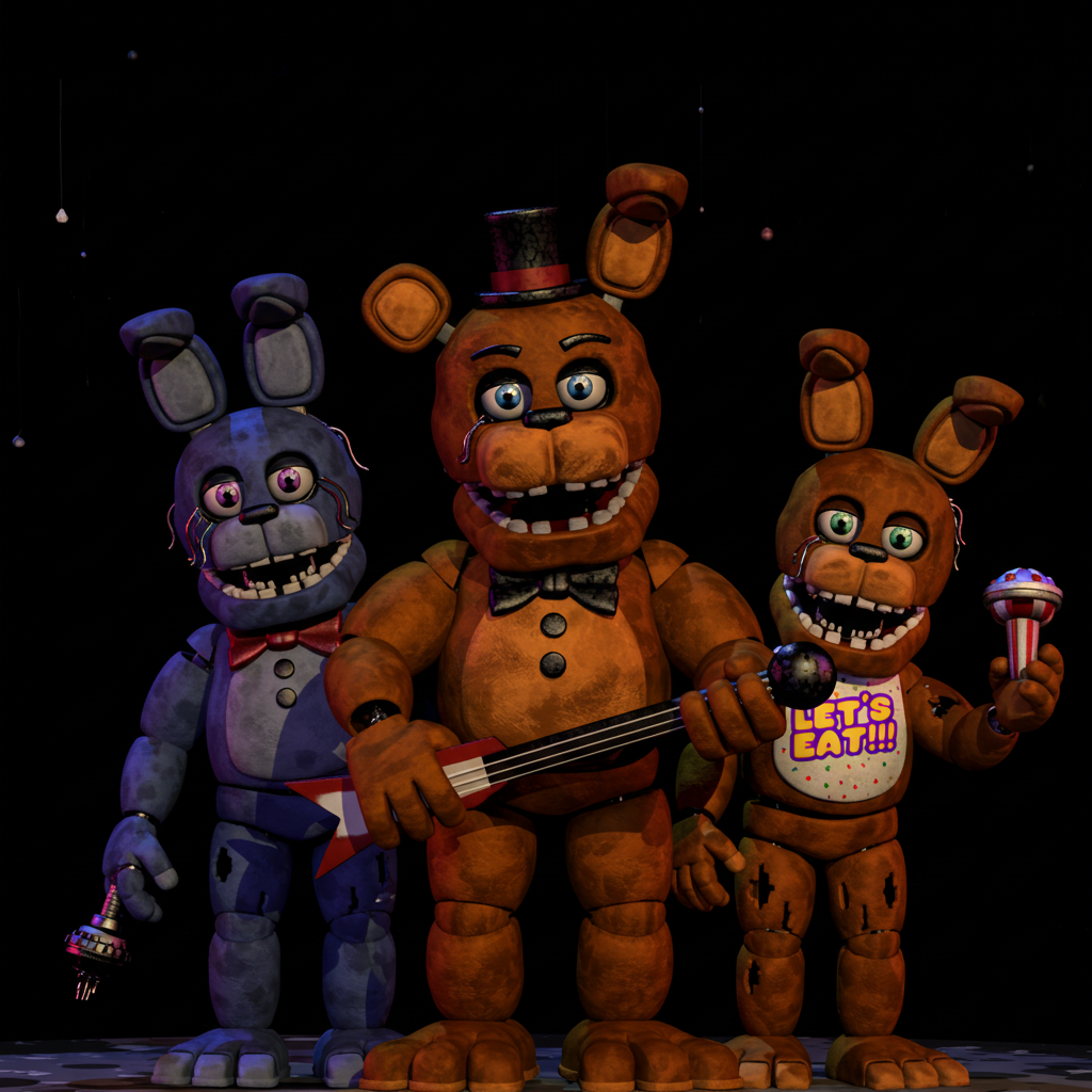 Five Nights at Freddy's coloring page featuring Freddy Fazbear and friends for kids to color