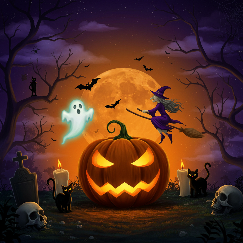 Halloween coloring pages featuring pumpkins, ghosts, and witches for kids and adults to enjoy