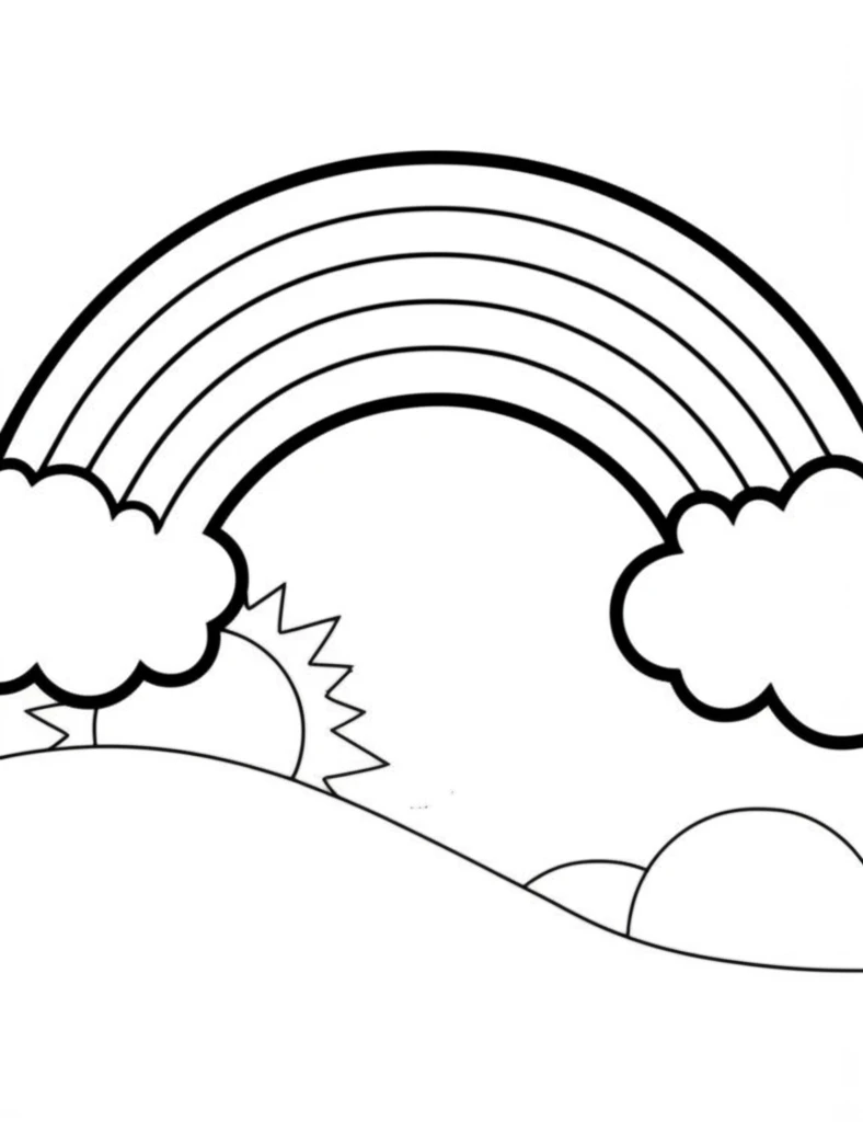 彩虹填色页| 免费的可打印填色页, image size:788x1024