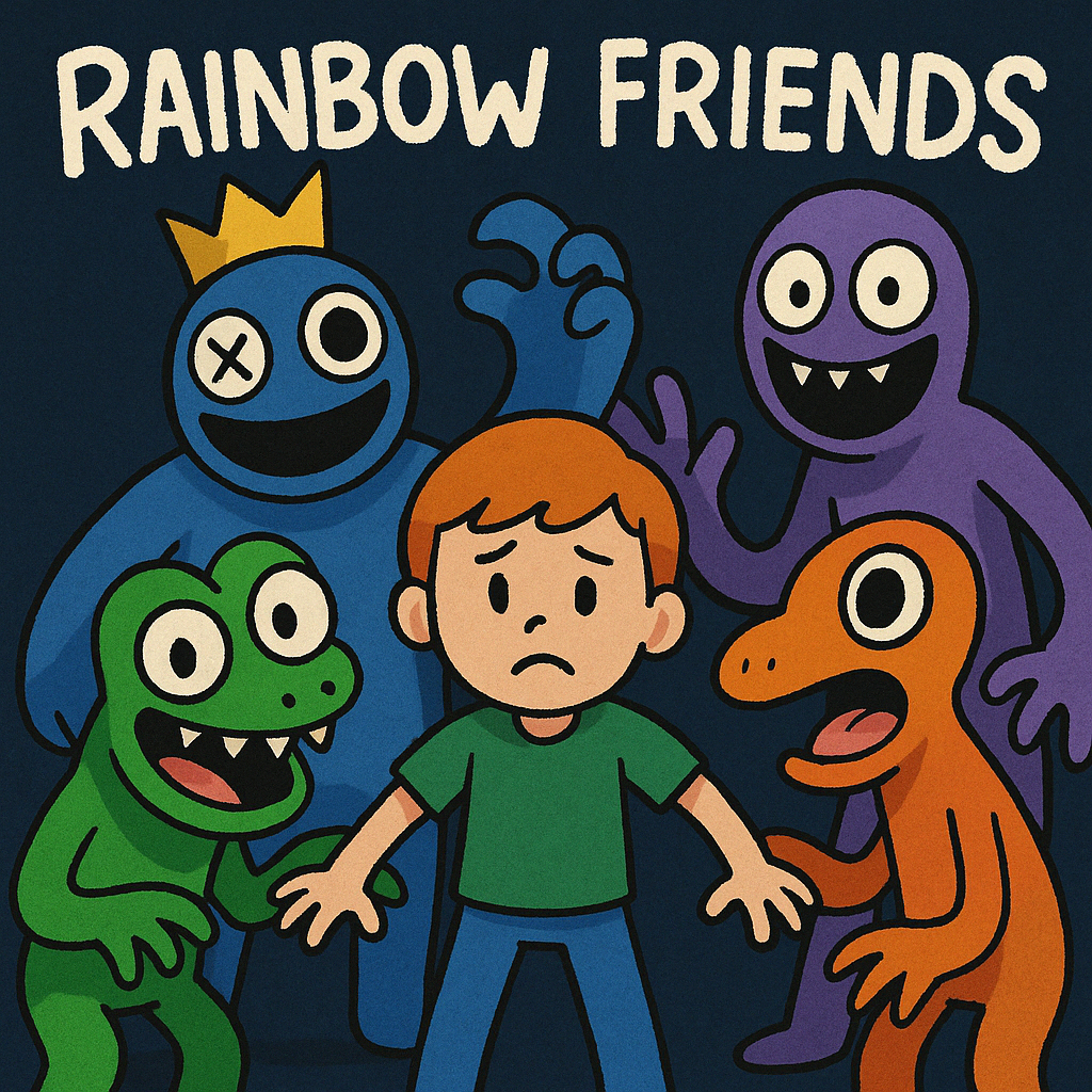 Rainbow Friends coloring page featuring vibrant characters and fun designs for kids